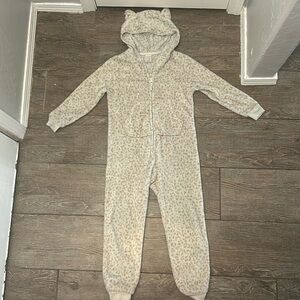 Leopard zip up pajamas